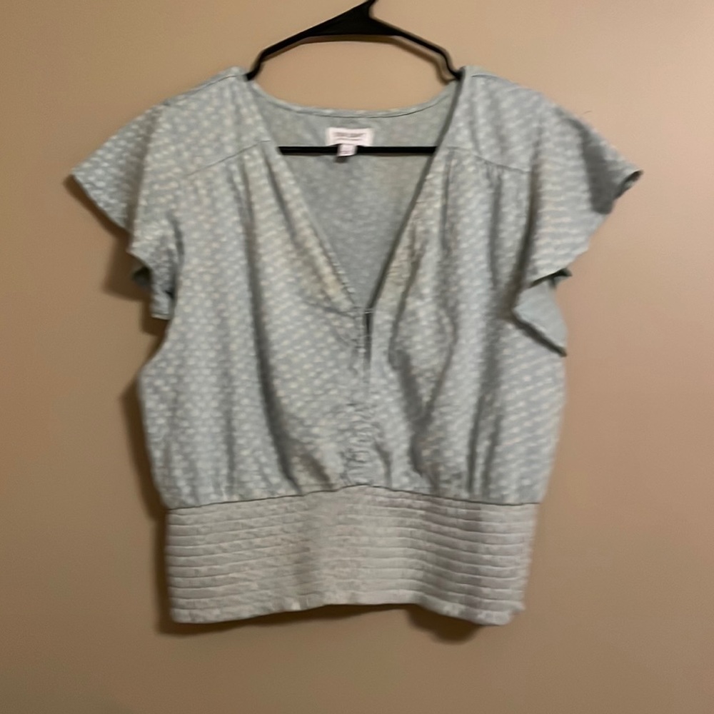 Light green polka dot Crop top. Size large